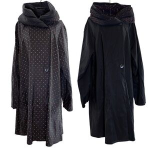 Mycra Pac Now Women’s Reversible Black and Red Polka Dot Trench Coat, Size M/L